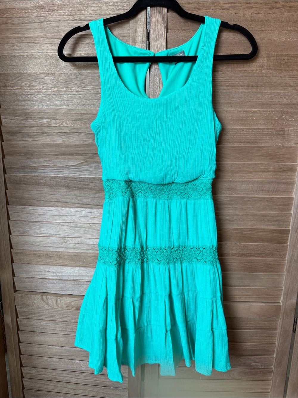 Lily Rose Green Lace-Accent Tank Dress